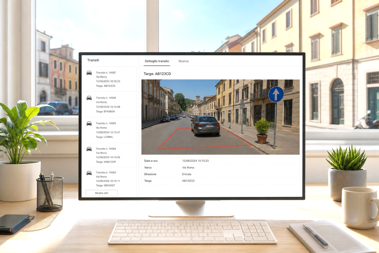 Postazione di analisi con monitor e area disegnata sull’immagine